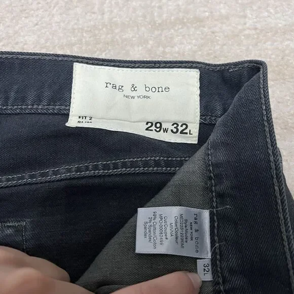Rag & Bone Mens Fit 2 Authentic Stretch Slim Jeans Denim Blue/Gray 29X30 (READ)